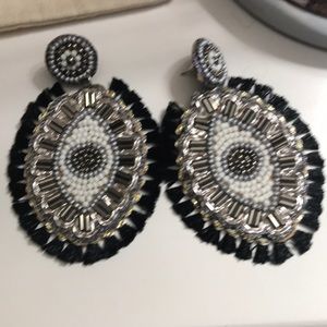 Evil eye oversized beaded earrings